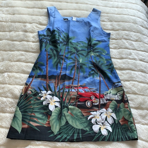 Shannon Marie square neckline Hawaiian mini dress L - Picture 9 of 12
